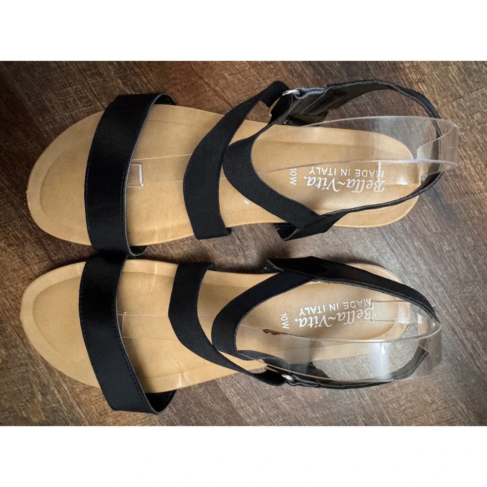 Bella Vita Made in Italy Sandals Women's 10W Black Strappy Comfort Slingback